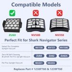 Funmit 2 HEPA Filter + 6 Foam & Felt Filter Kit Replacement for Shark Navigator Zero-M Self-Cleaning Brushroll Pet Pro Upright Vacuum ZU60 ZU62 ZU62C NV150 NV151 NV255, Part #1238FT60 & 1239FT60