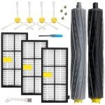 Replacement Parts for irobot Roomba 805 960 860 861 866 870 880 890 900 960 980 981 985 Robot Vacuum, 1 Debris Extractor 3 Filters 4 Side Brushes & 4Screws