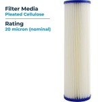 SpiroPure SP-EC20 10x2.5 20 Micron Pleated Cellulose Sediment Water Filter Cartridge ECP20-10 255483-43 (Case of 24)
