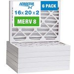Aerostar 16x20x2 MERV 8 Pleated Air Filter, AC Furnace Air Filter, 6 Pack (Actual Size: 15 1/2"x19 1/2"x1 3/4")