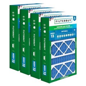 Filterbuy 17x26x4 Air Filter MERV 13 Optimal Defense (4-Pack), Pleated HVAC AC Furnace Air Filters Replacement for Lennox (Actual Size: 16.56 x 25.94 x 4.13 Inches)