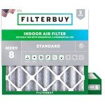 Filterbuy 24x24x4 Air Filter MERV 8 Dust Defense (2-Pack), Pleated HVAC AC Furnace Air Filters Replacement (Actual Size: 23.38 x 23.38 x 3.63 Inches)