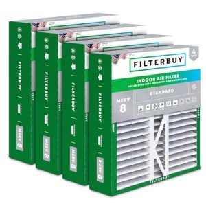 Filterbuy 16x22x5 Air Filter MERV 8 Dust Defense (4-Pack), Pleated HVAC AC Furnace Air Filters Replacement for Amana, Coleman, Goodman, York, and More (Actual Size: 15.38 x 21.88 x 5.25 Inches)
