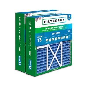 Filterbuy 20x22x5 Air Filter MERV 13 Optimal Defense (2-Pack), Pleated HVAC AC Furnace Air Filters Replacement for Amana, Goodman, Nordyne, and Five Seasons (Actual Size: 19.50 x 21.94 x 5.25 Inches)