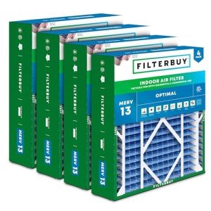 Filterbuy 20x26x5 Air Filter MERV 13 Optimal Defense (4-Pack), Pleated HVAC AC Furnace Air Filters for Electro-Air, Emerson, Lennox, White Rodgers, and More (Actual Size: 20.00 x 25.88 x 4.88 Inches)