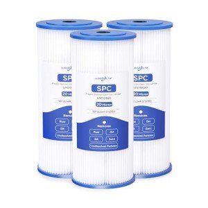 FXHSC Whole House Water Filter Cartridge Replacement for Well Water, 20 Micron Water Filter 10" x 4.5" Pleated Polyester Sediment Filter Compatible with FXHSC, R50-BBSA, WFHDC3001, W50PEHD - 3 Pack