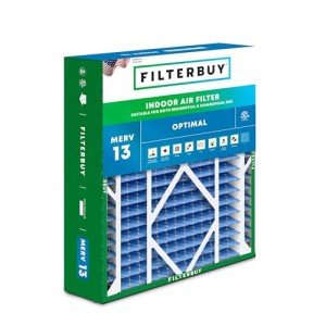 Filterbuy 24x25x5 Air Filter MERV 13 Optimal Defense (1-Pack), Pleated HVAC AC Furnace Air Filters Replacement for Carrier FILXXCAR0024, Maytag, and More (Actual Size: 23.63 x 24.69 x 4.25 Inches)