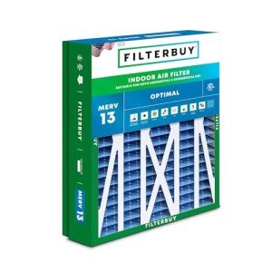 Filterbuy 21x23.5x5 Air Filter MERV 13 Optimal Defense (1-Pack), Pleated HVAC AC Furnace Air Filters Replacement for Trane Perfect Fit and American Standard (Actual Size: 20.00 x 23.09 x 4.97 Inches)
