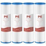 SimPure 10"x2.5" Pleated Polyester Sediment Water Filter Replacement Cartridge 5 Micron Whole House Pre-Filter Compatible with W50PE, WFPFC3002, SPC-25-1050, FM-50-975 - 4 Pack