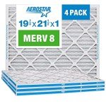 Aerostar 19 7/8 x 21 1/2 x 1 MERV 8 Pleated Air Filter, AC Furnace Air Filter, 4 Pack (Actual Size: 19 7/8" x 21 1/2" x 3/4")