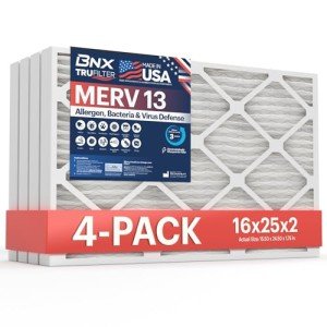 BNX TruFilter 16x25x2 MERV 13 Air Filters (4-Pack)
