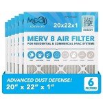 MERV 8 Pleated Air Filters 20x22x1 (6-Pack)