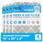 16x20x2 MERV 8 Air Filters - 4 Pack
