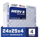Filter King 24x25x4 MERV 8 Air Filters - 4 Pack