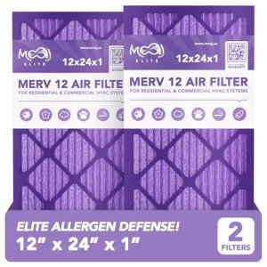 MERV 12 Air Filters 12x24x1 (2-Pack)