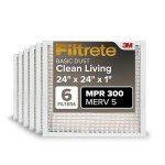 Filtrete 24x24x1 Pleated AC Air Filters 6-Pack