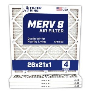 Filter King 26x21x1 MERV 8 Air Filters 4-Pack