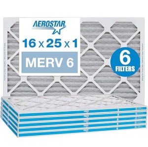 Aerostar 16x25x1 MERV 6 Pleated Air Filters - 6 Pack