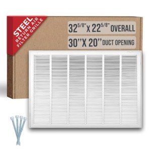 30x20 Steel Return Air Filter Grille, White