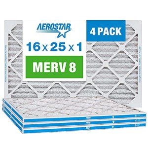 Aerostar 16x25x1 MERV 8 Pleated Air Filters 4-Pack