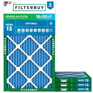 18x30x1 MERV 13 Pleated Air Filters (4-Pack)