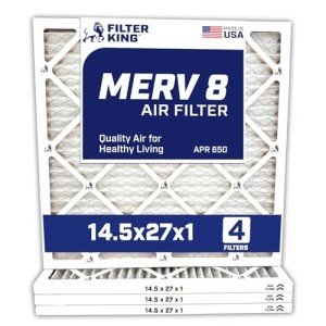 14.5x27x1 MERV 8 Pleated Air Filter 4-Pack