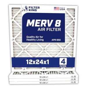 12x24x1 MERV 8 Pleated Air Filter 4-Pack