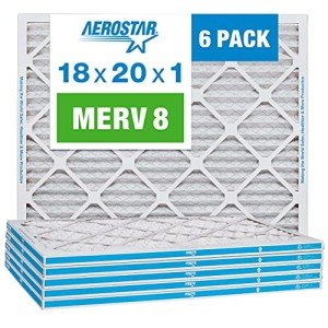 Aerostar 18x20x1 MERV 8 Pleated Air Filters - 6 Pack
