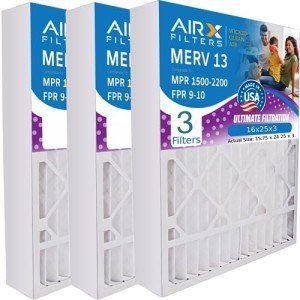 AIRX MERV 13 Air Filters 16x25x3, 3 Pack