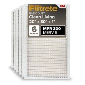 Filtrete 20x30x1 MERV 5 Air Filter, 6-Pack
