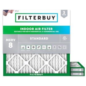 25x25x1 MERV 8 Air Filters, 3-Pack