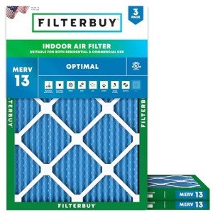 Filterbuy 24x25x1 MERV 13 Air Filters (3-Pack)
