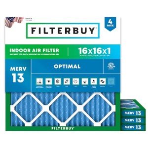 16x16x1 MERV 13 Pleated Air Filter - 4 Pack