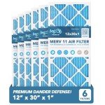 MERV 11 Pleated Air Filters 12x30x1 (6-Pack)