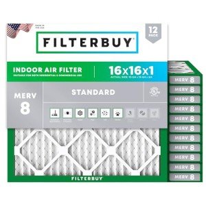 16x16x1 MERV 8 Dust Defense Air Filters (12-Pack)