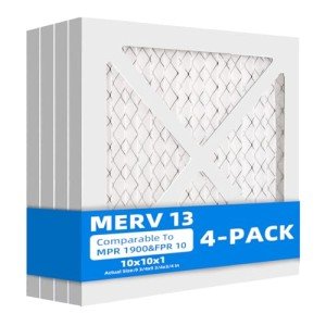 10x10x1 Furnace Air Filters - 4 Pack MERV 13
