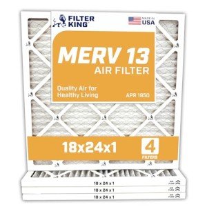 18x24x1 MERV 13 Pleated Air Filters - 4 Pack