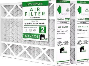 EconoHome 16x25x4 Pleated Air Filter, MERV 11