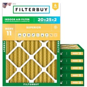 20x25x2 MERV 11 Allergen Air Filter 6-Pack