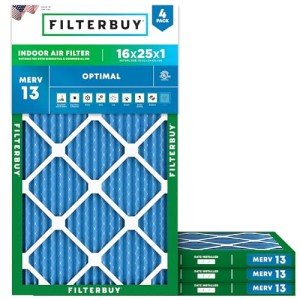 16x25x1 MERV 13 Air Filters (4-Pack)