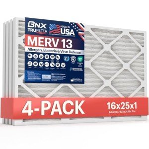 BNX TruFilter 16x25x1 MERV 13 Air Filter 4-Pack