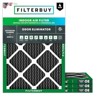 Filterbuy 16x18x1 MERV 8 Odor Eliminator Filters