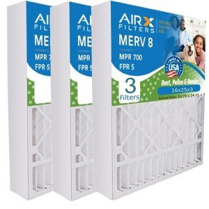 AIRX 16x25x3 MERV 8 Air Filters - 3 Pack