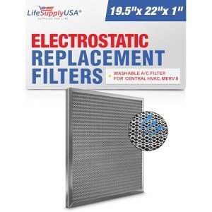 Electrostatic Air Filter 20x22x1, MERV 8, Washable