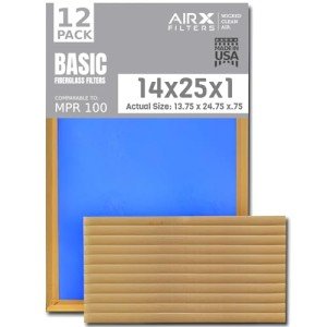 14x25x1 Basic Economy Air Filters, 12 Pack