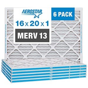 Aerostar 16x20x1 MERV 13 Pleated Air Filters 6-Pack