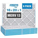 Aerostar 16x20x1 MERV 13 Pleated Air Filters 6-Pack