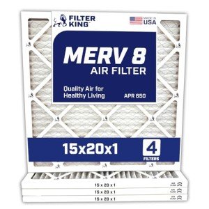 15x20x1 MERV 8 Pleated Air Filter 4-Pack