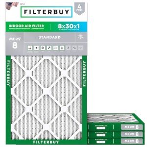8x30x1 MERV 8 Pleated Air Filter (4-Pack)
