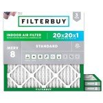 Filterbuy 20x20x1 MERV 8 Air Filters (3-Pack)